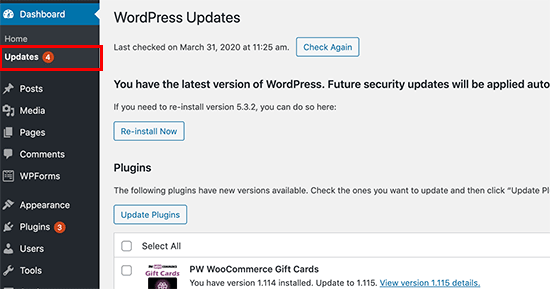 WordPress更新检查