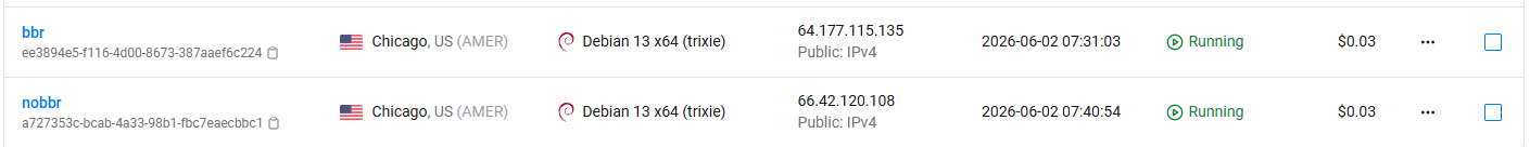 两台VPS测试，同地区，同配置
